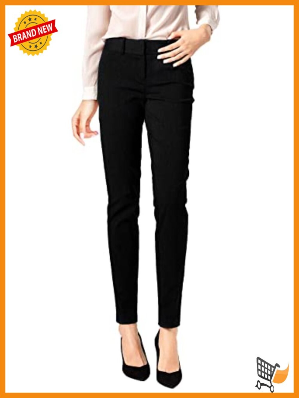 Women's Straight Leg Stretch Slim Skinny Pants Trousers Office